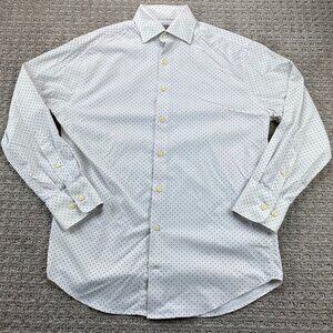 Petter Millar Button Down Shirt Men Small S White Polka Dots Summer Comfort Polo